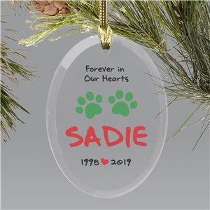 Personalized Forever In Our Hearts Christmas Glass Ornament