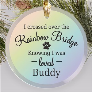 Personalized Rainbow Bridge Round Glass Ornament