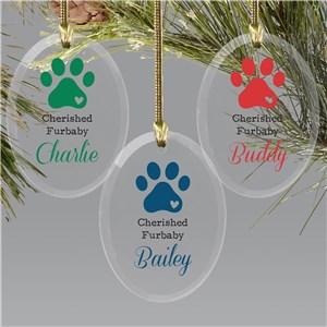 Personalized Cherished Furbaby Oval Glass Ornament