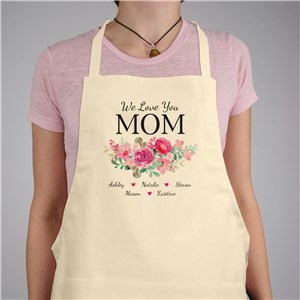 Personalized Floral Mom Natural Apron