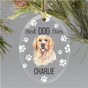 Personalized Best Dog Ever Oval Glass Ornament