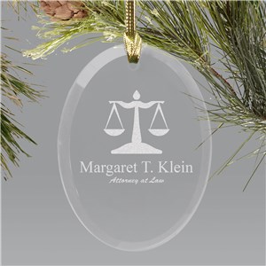 Lawyer Engraved Oval Glass Christmas Ornament