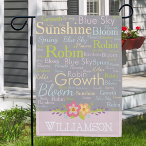 Personalized Spring Words Garden Flag