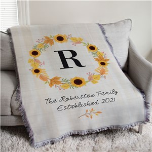 Personalized Fall Wreath Afghan Throw