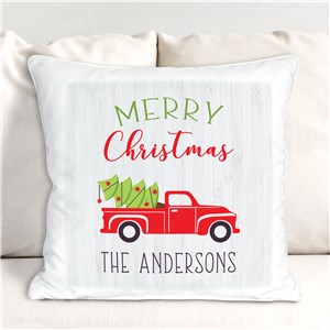 Merry Christmas Truck Throw Pillow