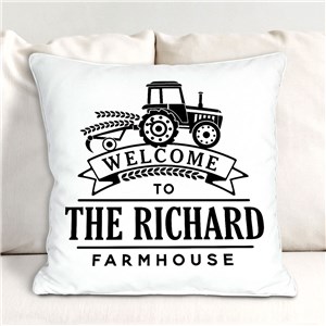 Personalized Welcome Tractor Throw Pillow