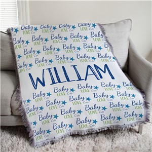 Personalized Baby Boy Words Afghan Throw