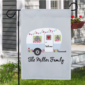 Personalized Floral Family Camper Garden Flag