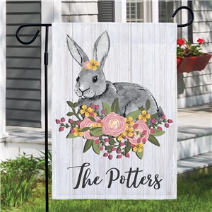 Personalized Floral Bunny Garden Flag