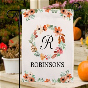 Personalized Watercolor Floral Wreath Garden Flag