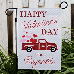 Personalized Happy Valentines Day Truck Garden Flag