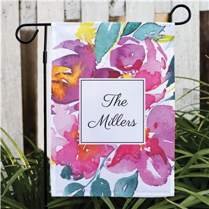 Personalized Watercolor 12x18 Garden Flag