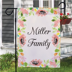 Personalized Watercolor Floral Frame Garden Flag