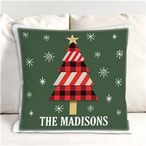 Personalized Christmas Tree Throw Pillow