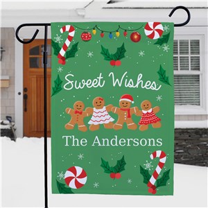 Personalized Sweet Wishes Gingerbread Garden Flag