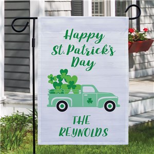Personalized St. Patrick's Day Truck With Shamrocks Garden Flag