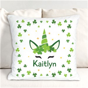  Personalized St. Patrick's Day Unicorn Throw Pillow