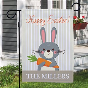 Personalized Bunny Holding Carrot Easter Garden Flag