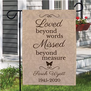 Personalized Loved Beyond Words Garden Flag