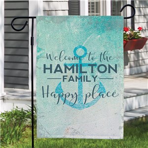 Personalized Welcome Happy Place Garden Flag
