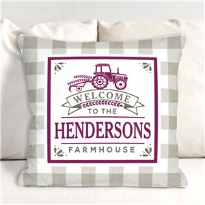 Personalized Welcome to the Farmhouse Plum Throw Pillow