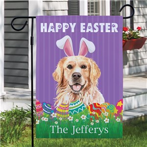 Personalized Happy Easter Dog Breed Garden Flag