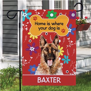 Personalized Floral Home Is Where Your Dog Is Garden Flag