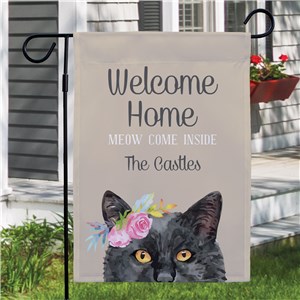 Personalized Welcome Home Watercolor Cats Garden Flag