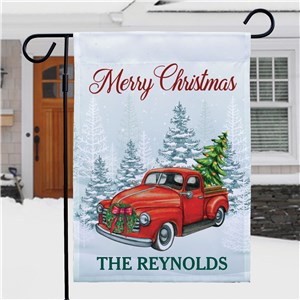 Personalized Merry Christmas Truck Garden Flag