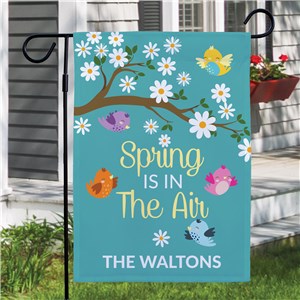 Personalized Spring Is In The Air Cute Birds Garden Flag
