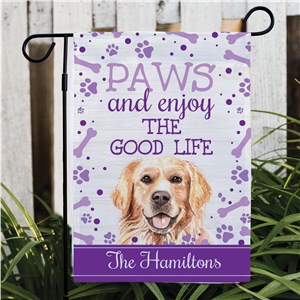 Personalized Paws and Enjoy the Good Life Garden Flag