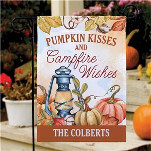 Personalized Pumpkin Kisses & Campfire Wishes Garden Flag