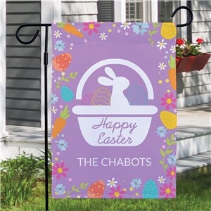 Personalized Colorful Easter Basket Garden Flag