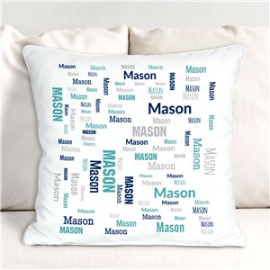 Personalized Navy, Teal and White Names Throw Pillow