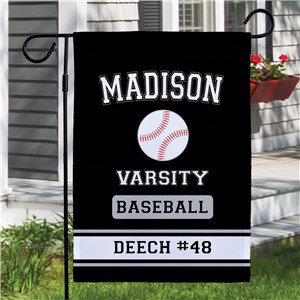 Personalized Baseball Grey and White Garden Flag