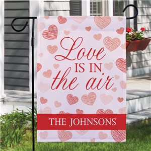 Personalized Love Is In The Air Heart Pattern Garden Flag