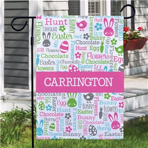 Personalized Easter Static Word Art Garden Flag