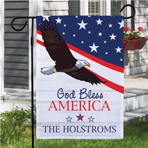 Personalized Eagle Soaring with White Wood Garden Flag