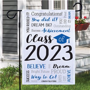 Personalized Class Of Static Word Art with Cap Garden Flag
