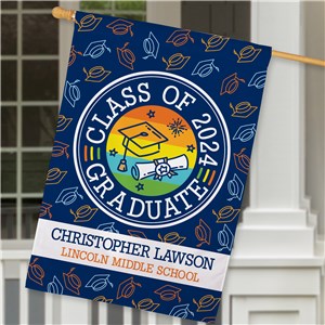 Personalized Colorful Grad Caps House Flag