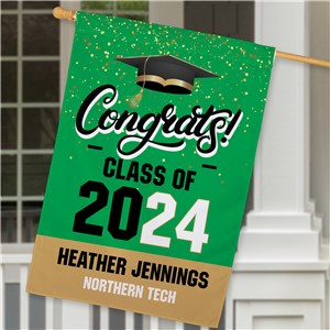 Personalized Cap over Congrats House Flag