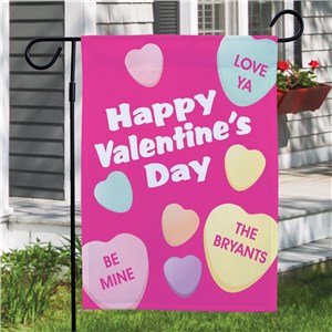 Personalized Candy Hearts Garden Flag