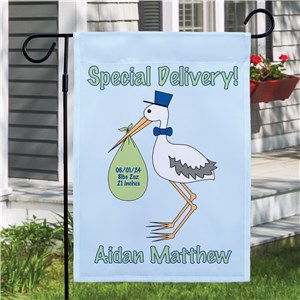 Special Delivery Baby Boy Announcement Garden Flag