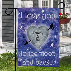 Personalized To The Moon and Back Garden Flag