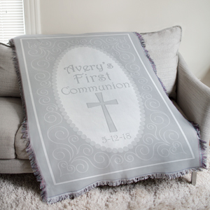 Personalized First Communion Tapestry Throw