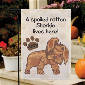 Personalized Shorkie Spoiled Here Garden Flag