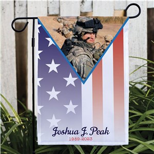 Personalized Military Pride Memorial Photo Garden Flag