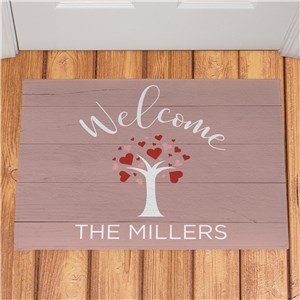Personalized Welcome Hearts Tree Doormat