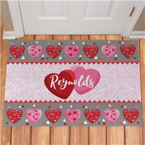 Personalized Family Hearts Doormat