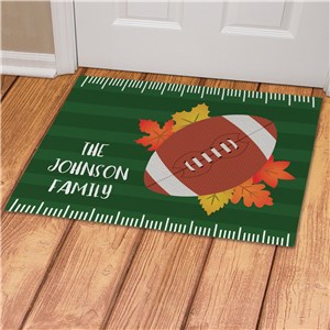 Personalized Fall Leaves Football Doormat